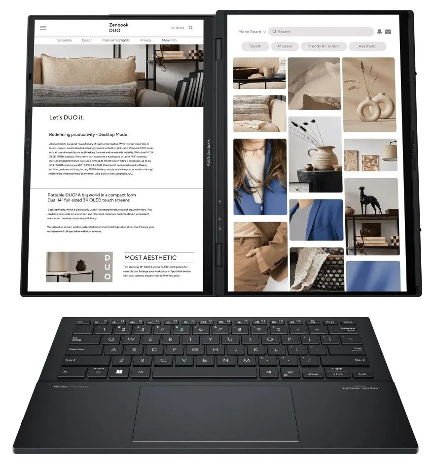 Ноутбук Asus Zenbook Duo UX8406MA-PZ075X Intel Core Ultra 7 155H 1x16GB DDR5/1TB SSD (Inkwell Grey) - 2