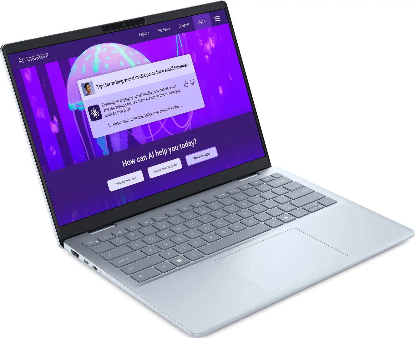 Ноутбук Dell 14 Plus Intel Core Ultra 7 256V 1x16GB LPDDR5X/512GB SSD W11Pro (Ice Blue) - 2