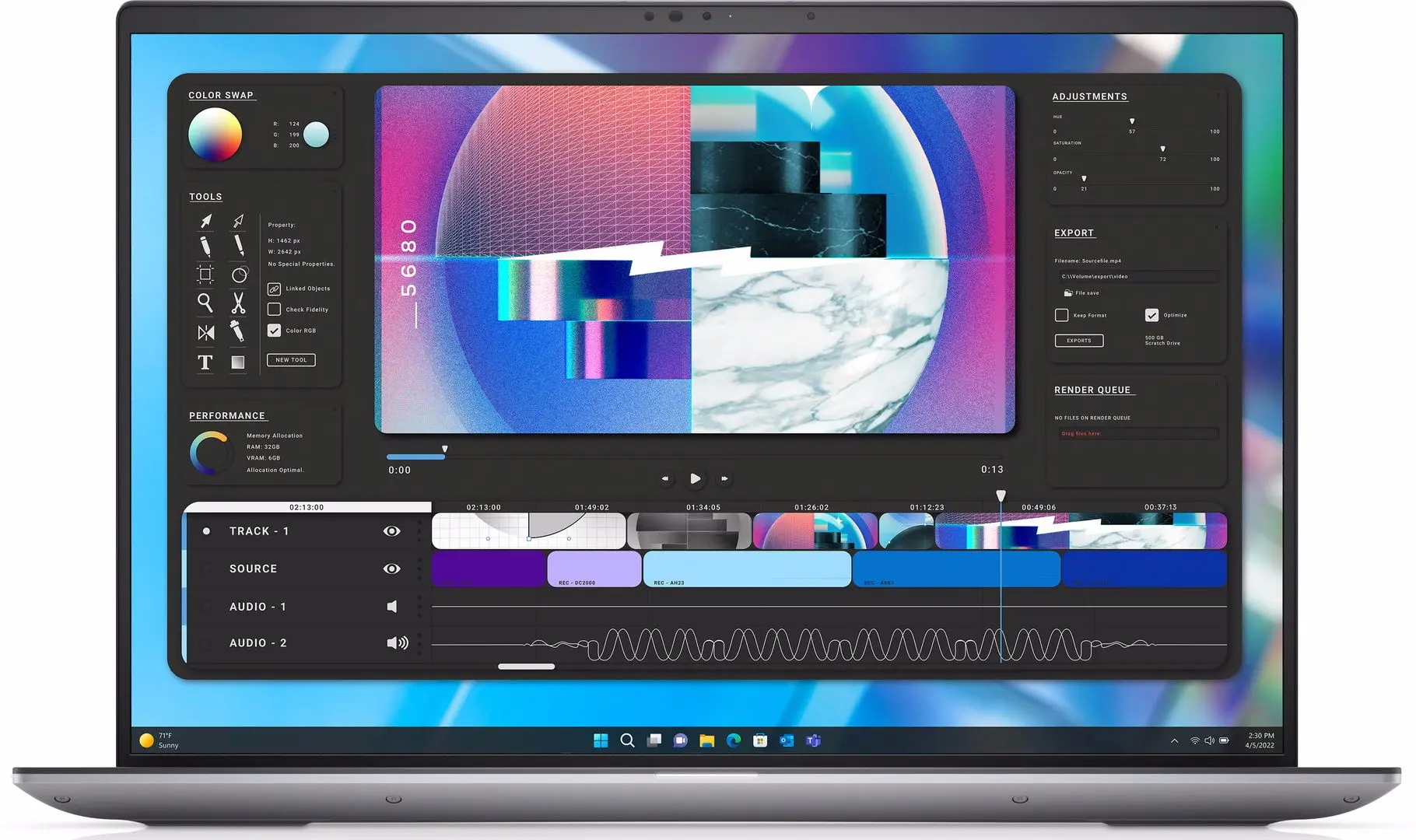 Laptop Dell Precision 5680 Intel Core i9-13900H 32GB DDR5/1TB SSD W11P (Grey)