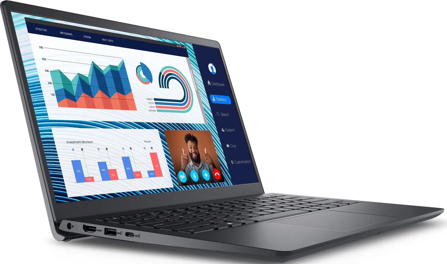 Laptop Dell Vostro 3420 Intel Core i7-1165G7 8GB DDR4/512GB SSD MX350 (Carbon Black)