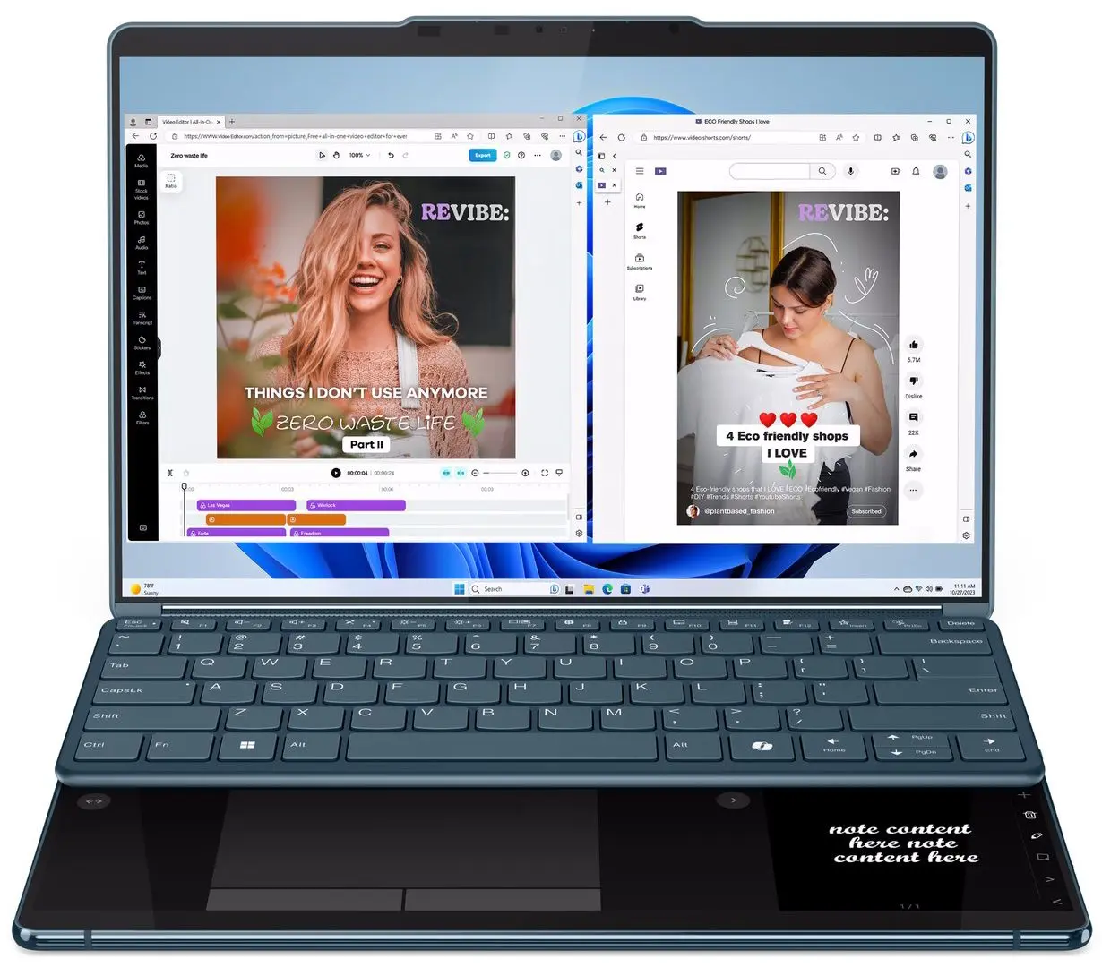Ноутбук Lenovo Yoga Book 9 13IMU9 Intel Core Ultra 7 155U 16GB LPDDR5X/1TB SSD W11H (Tidal Teal)