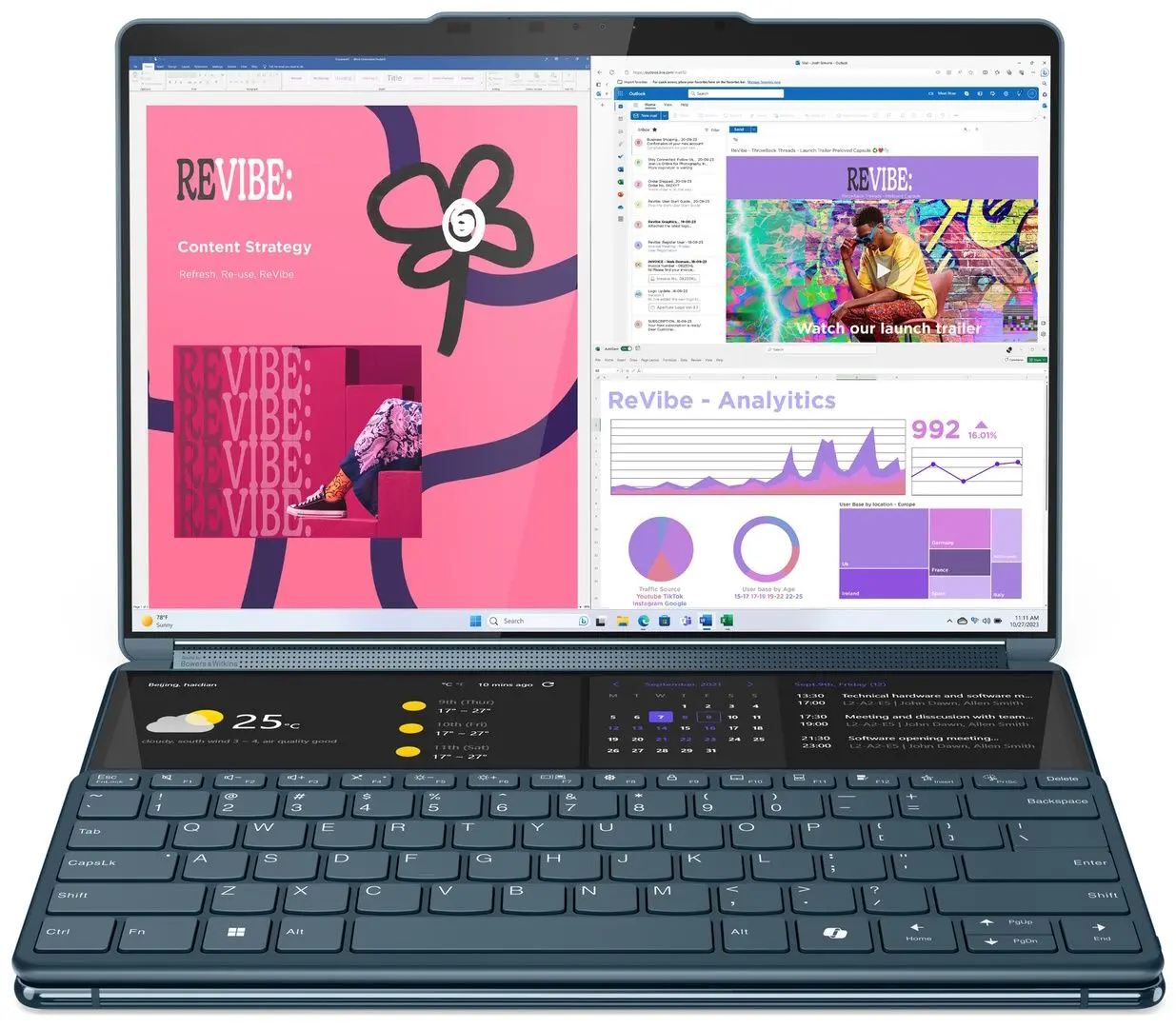Ноутбук Lenovo Yoga Book 9 13IMU9 Intel Core Ultra 7 155U 32GB LPDDR5X/1TB SSD W11P (Tidal Teal) - 2