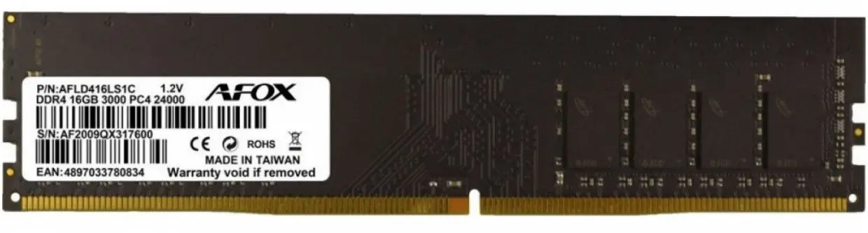 Memorie operativa Afox 16GB DDR4 3000Mhz CL16 (AFLD416LS1C)
