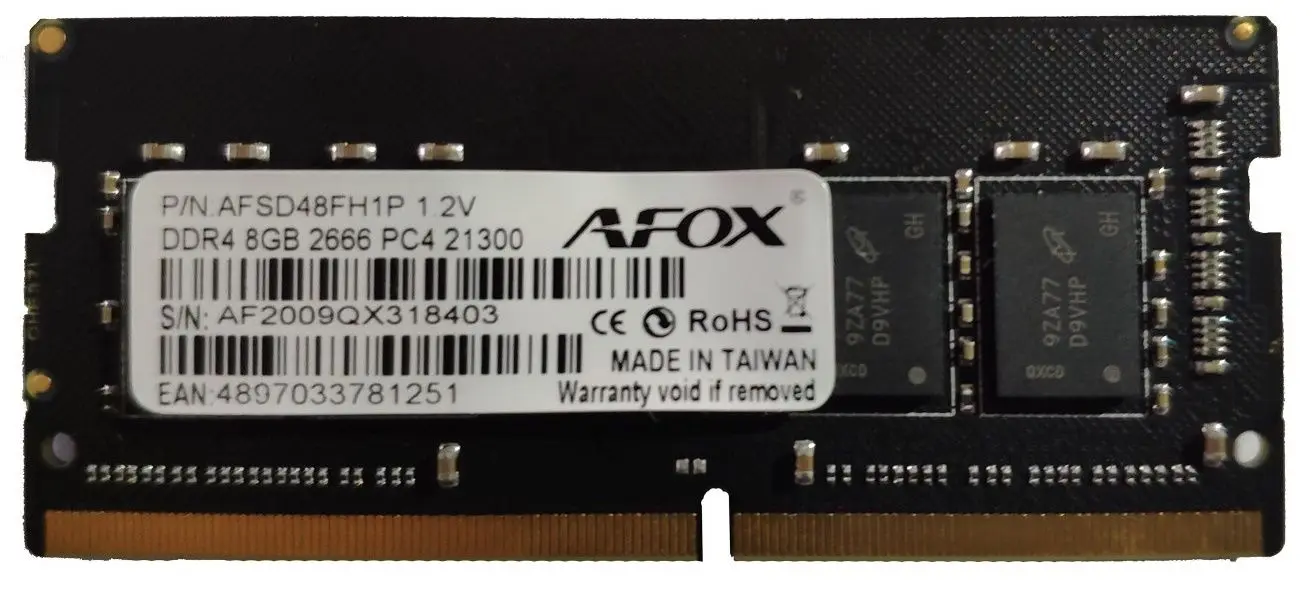 Memorie operativa Afox 8GB DDR4 2666Mhz CL19 (AFSD48FH1P)