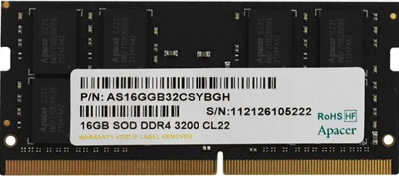 Оперативная память Apacer SODIMM DDR4 16GB 3200MHz PC25600 CL22 (ES.16G21.GSH)