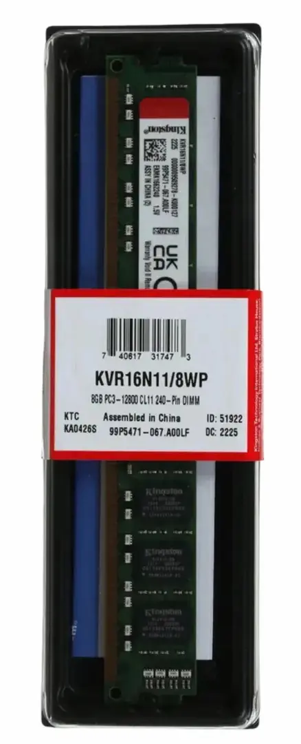 Memorie operativa Kingston ValueRAM DDR3 1600MHz CL11 (KVR16N11/8WP) - 2