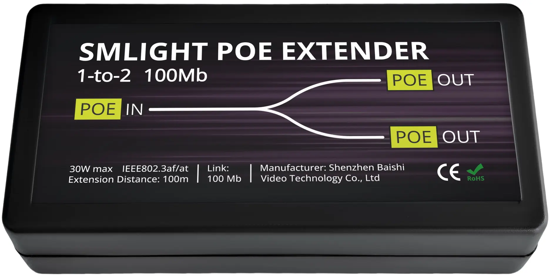 Prelungitor PoE Smlight Sm-poe-e-1to2 (Black)