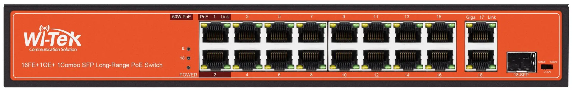 Коммутатор PoE Wi-Tek WI-PS518G (Black) - 2