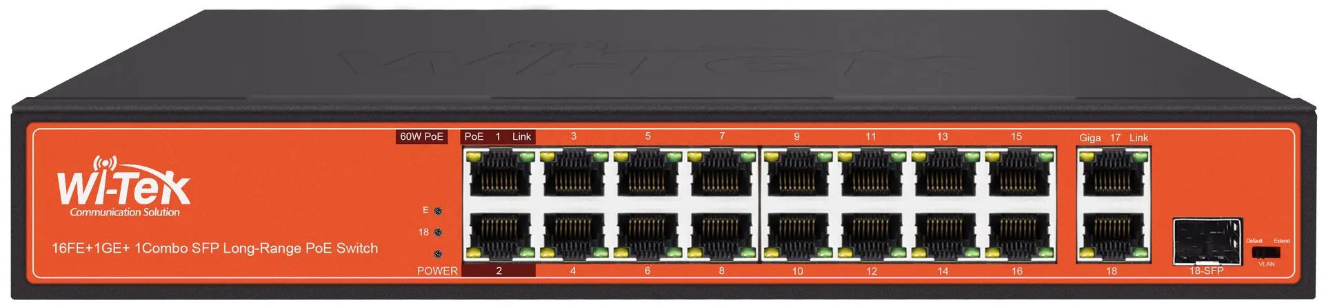 Коммутатор PoE Wi-Tek WI-PS518G (Black)