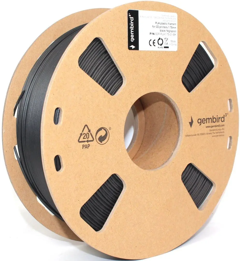 Filament pentru imprimanta 3D Gembird 3DP-PLA1.75-01-BK (Black) - 2