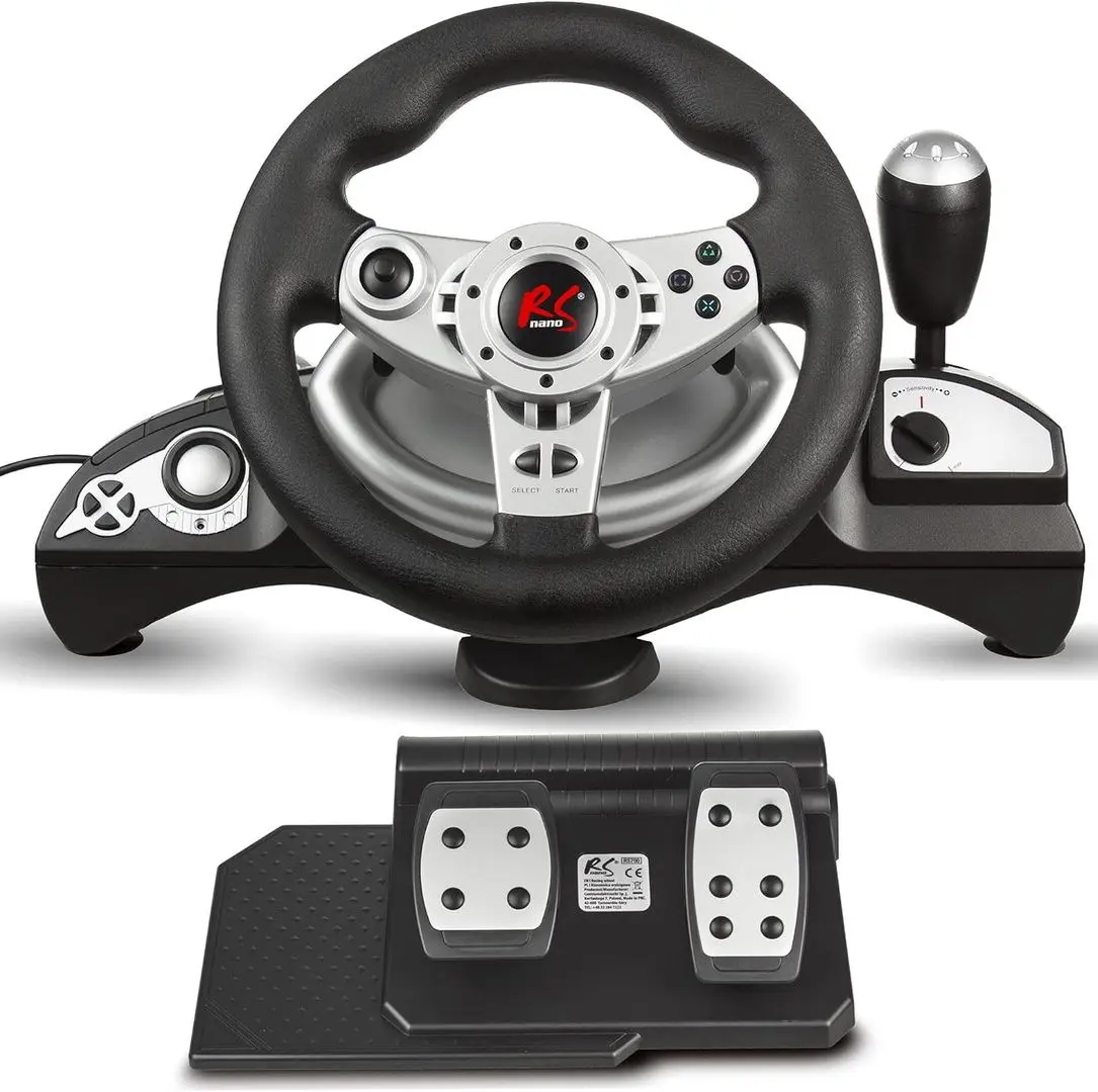 Volan pentru jocuri cu pedale NanoRS RS700 (Black/Silver)