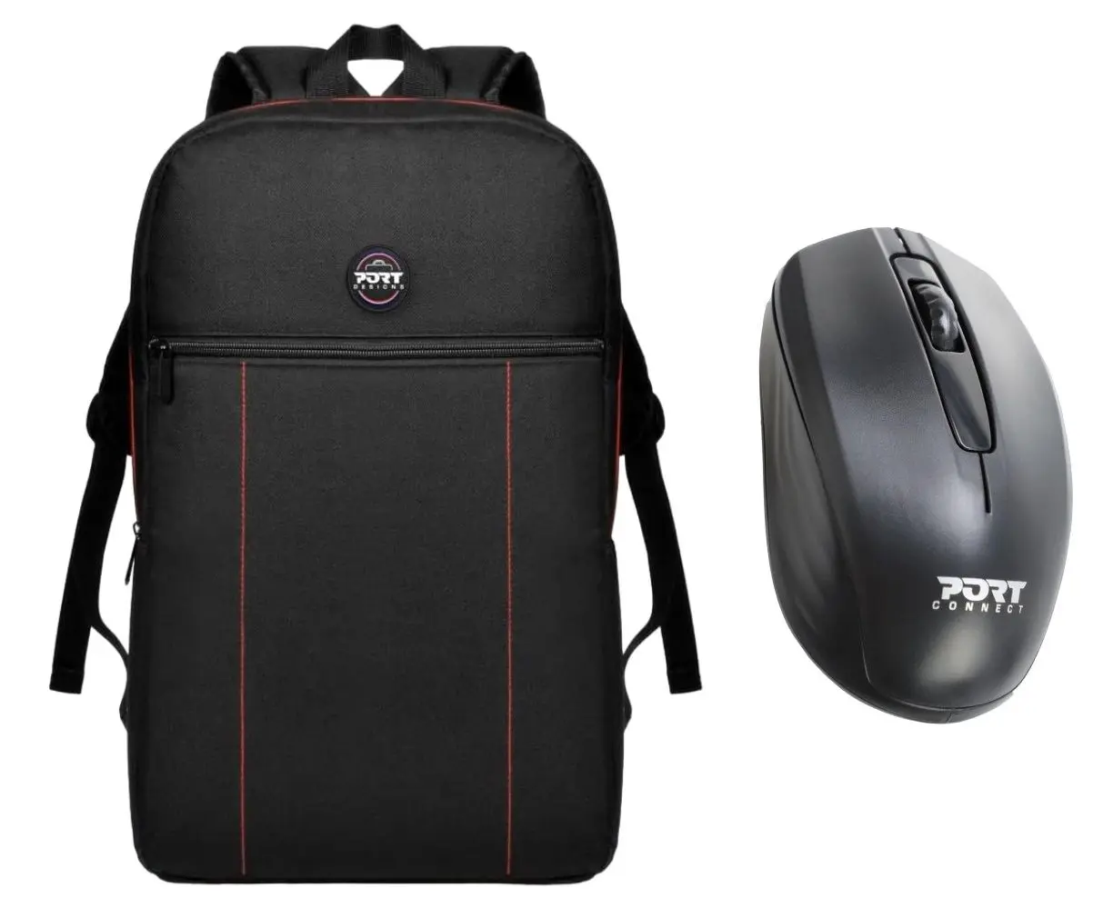 Rucsac pentru laptop + mouse fara fir Port Designs Premium 501901 (Black)