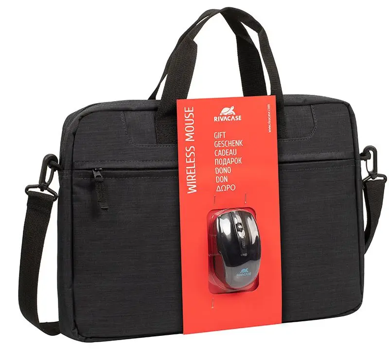 Geanta pentru laptop + mouse fara fir RivaCase Regent 8038 (Black)