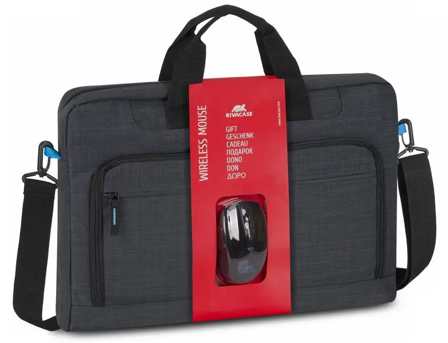 Geanta pentru laptop + mouse fara fir RivaCase Regent 8058 (Black)