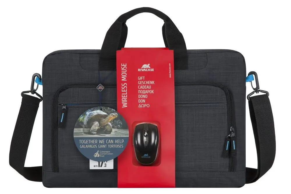 Geanta pentru laptop + mouse fara fir RivaCase Regent 8058 (Black)