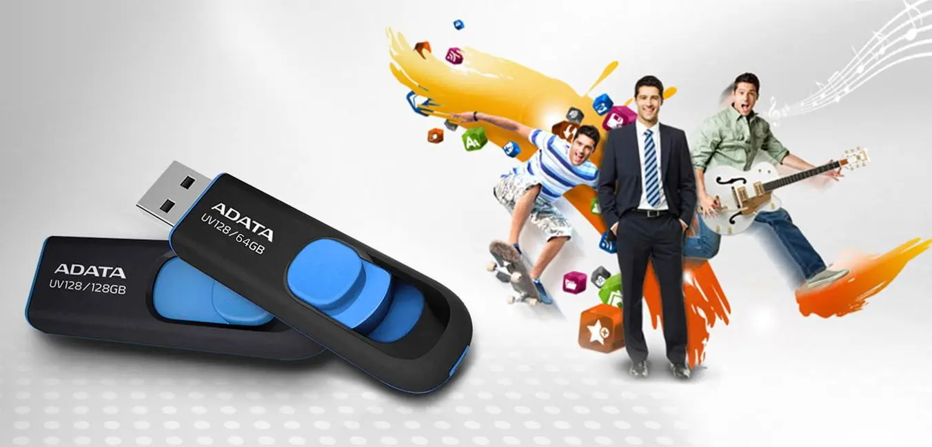 USB flash drive Adata UV128 3.0 64GB (Black/Blue) - 3