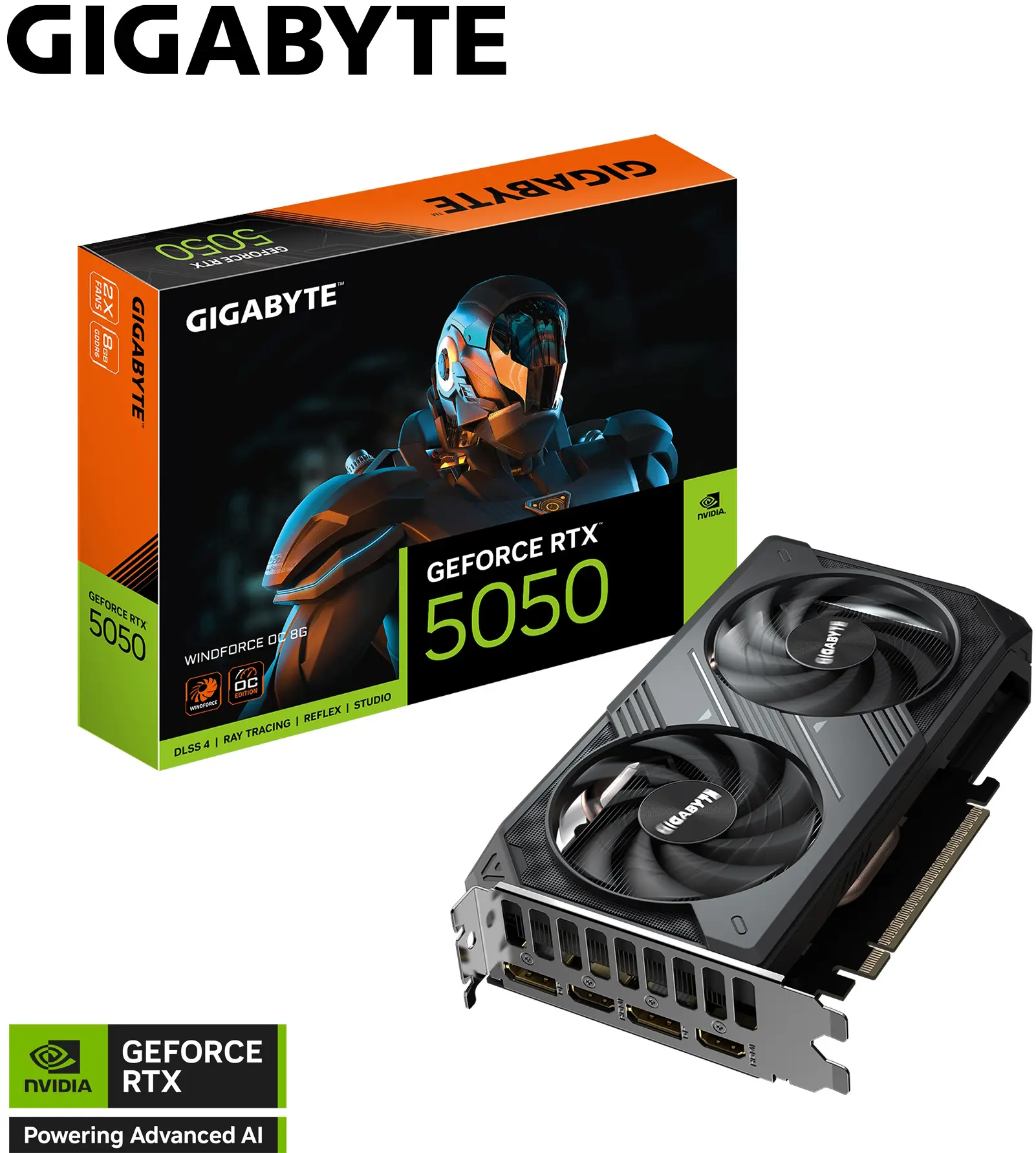Placa video Gigabyte GeForce RTX 5050 WindForce OC 8GB GDDR6 (GV-N5050WF2OC-8GD)
