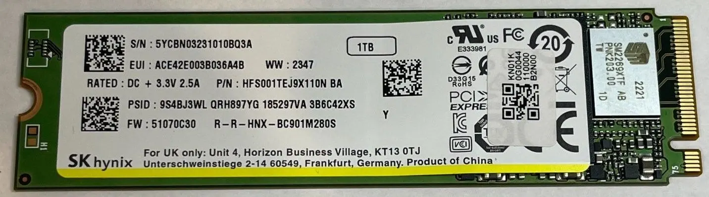 Твердотельный накопитель Hynix BC901 M.2 2280 1TB (HFS001TEJ9X110N) - 3