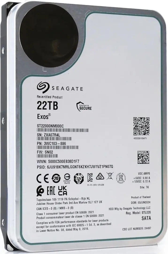 Hard disk Seagate Exos 22TB (ST22000NM000C-FR)