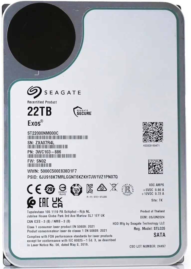 Hard disk Seagate Exos 22TB (ST22000NM000C-FR)
