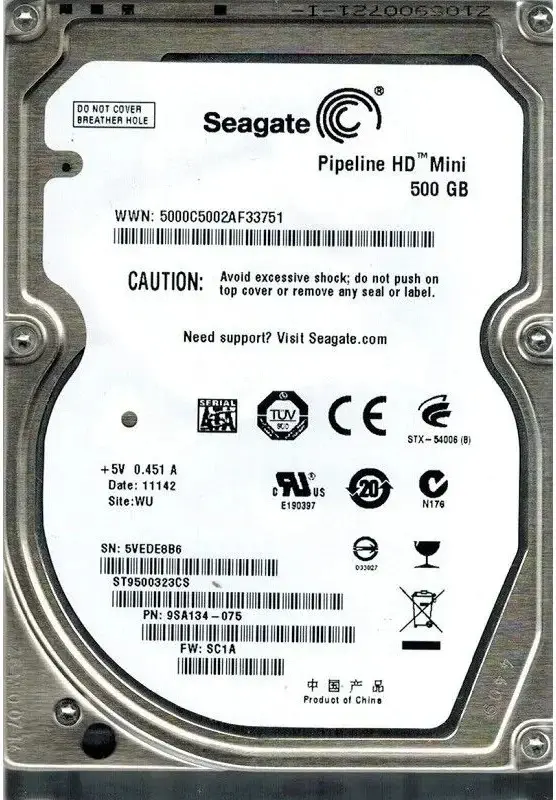 Hard disk Seagate Pipeline HD Mini 500GB (ST9500323CS)