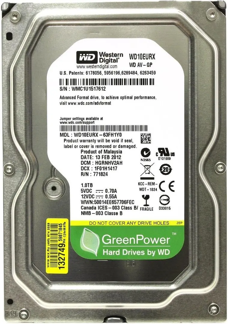 HDD Western Digital AV-GP 1TB (WD10EURX)