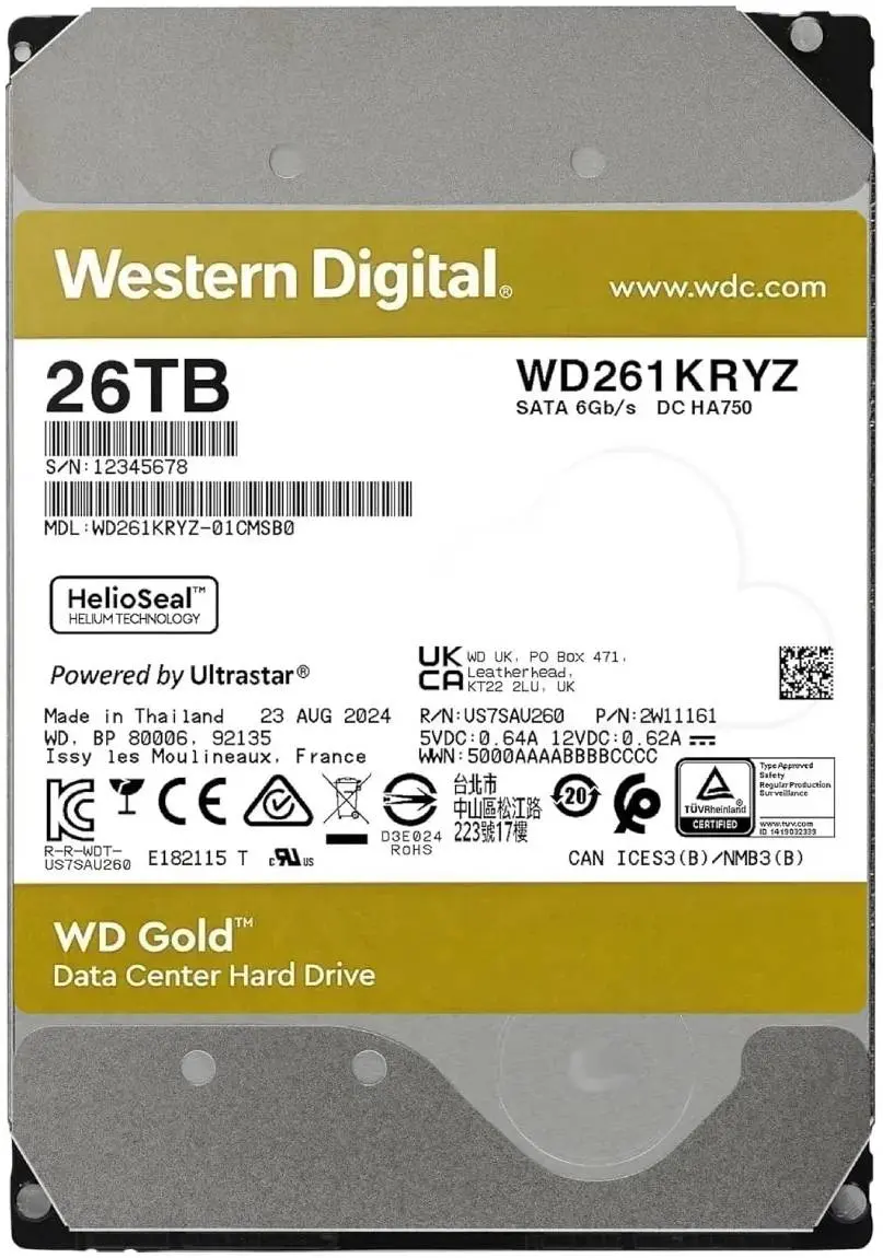 Жесткий диск Western Digital Gold 26TB (WD261KRYZ) - 3