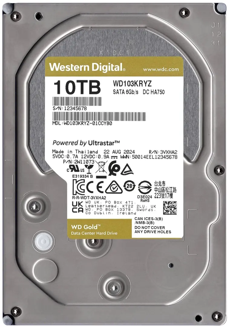 Жесткий диск Western Digital WD Gold 10TB (WD103KRYZ)