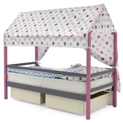 Acoperiș textil pentru pat-casuta Бельмарко Svogen Zvezdy (Graphite/Lavender/Turquoise) Thumb