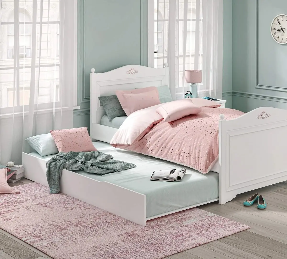 Выдвижная нижняя кровать Cilek Rustic White 20.72.1320.00 100x200 (White) - 2