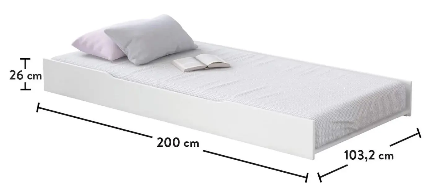 Выдвижная нижняя кровать Cilek Rustic White 20.72.1320.00 100x200 (White) - 3