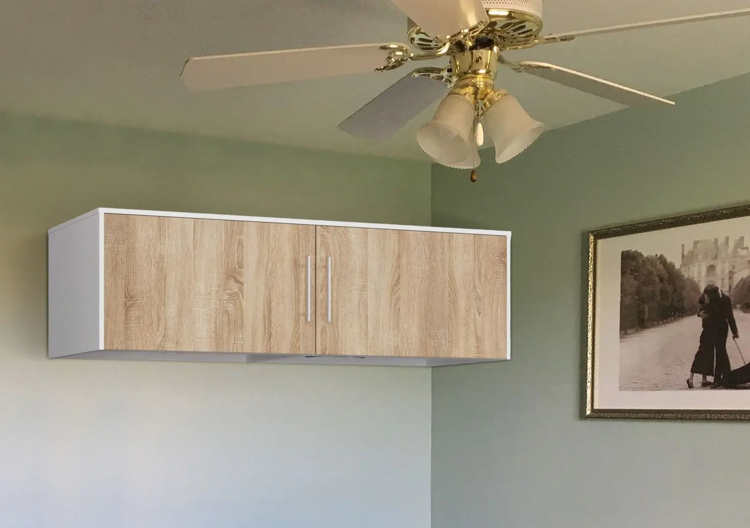 Mezanin Akord S150 2D (White/Sonoma Oak)