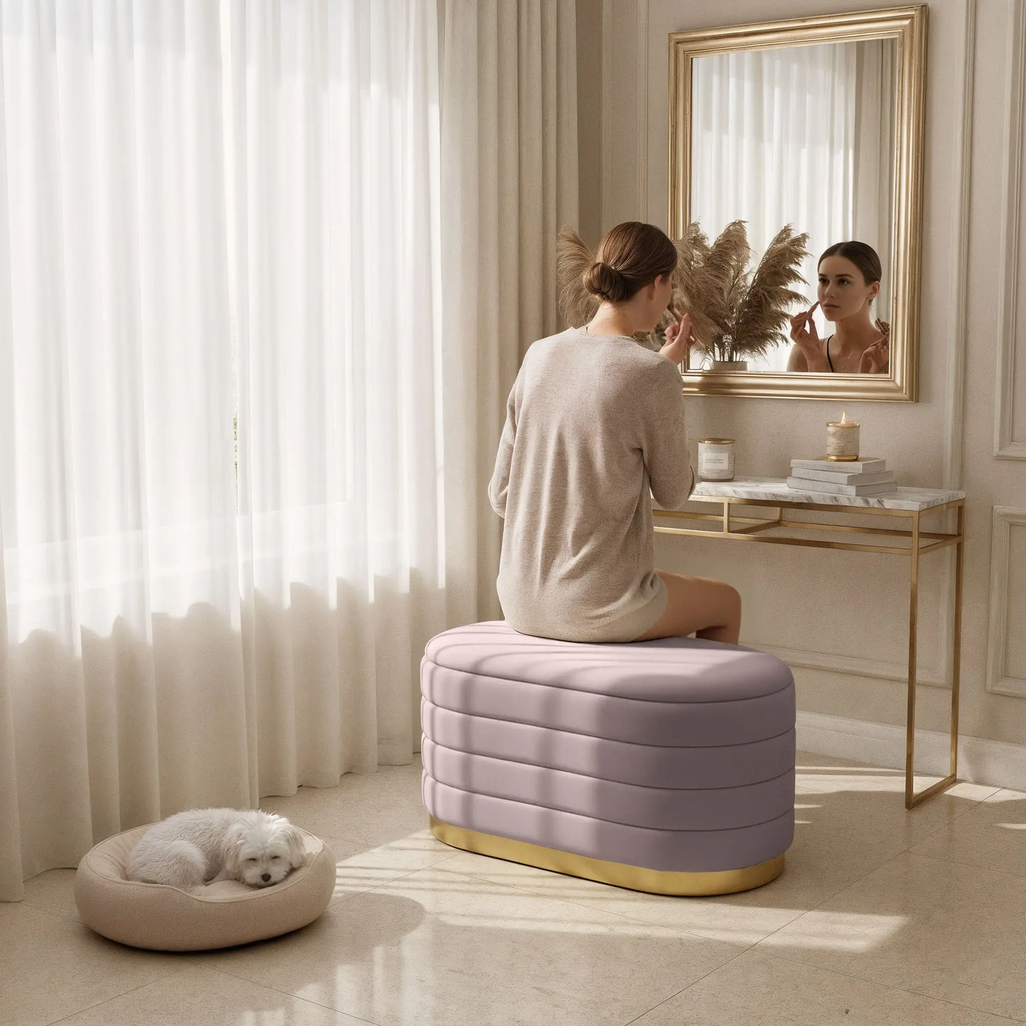 Банкетка Akord Bella 80см (Muted Pink)