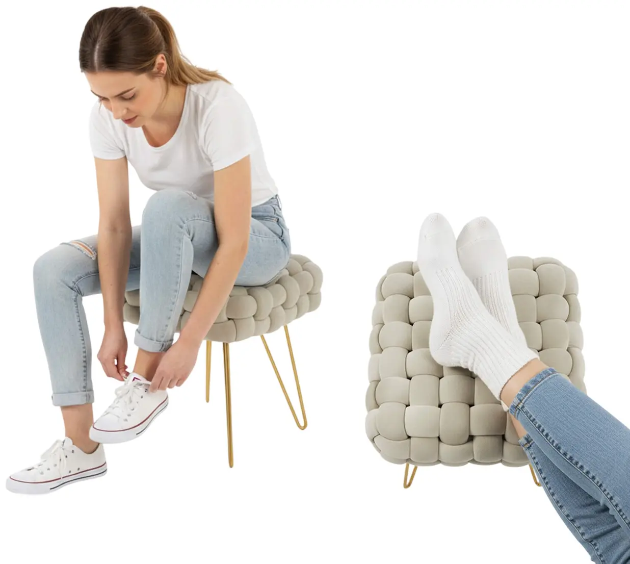 Bancheta Akord Dotty 38cm (Beige)