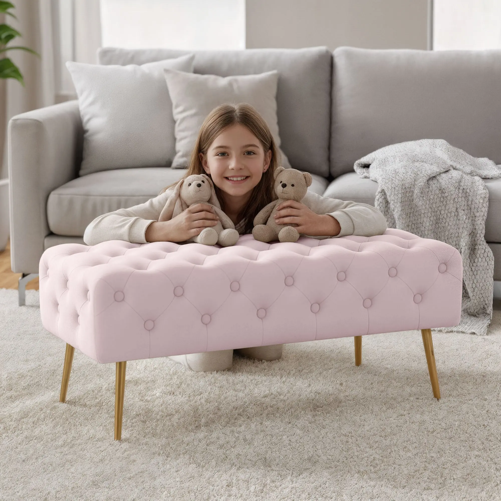 Bancheta Akord Monaco 100cm (Powder Pink)