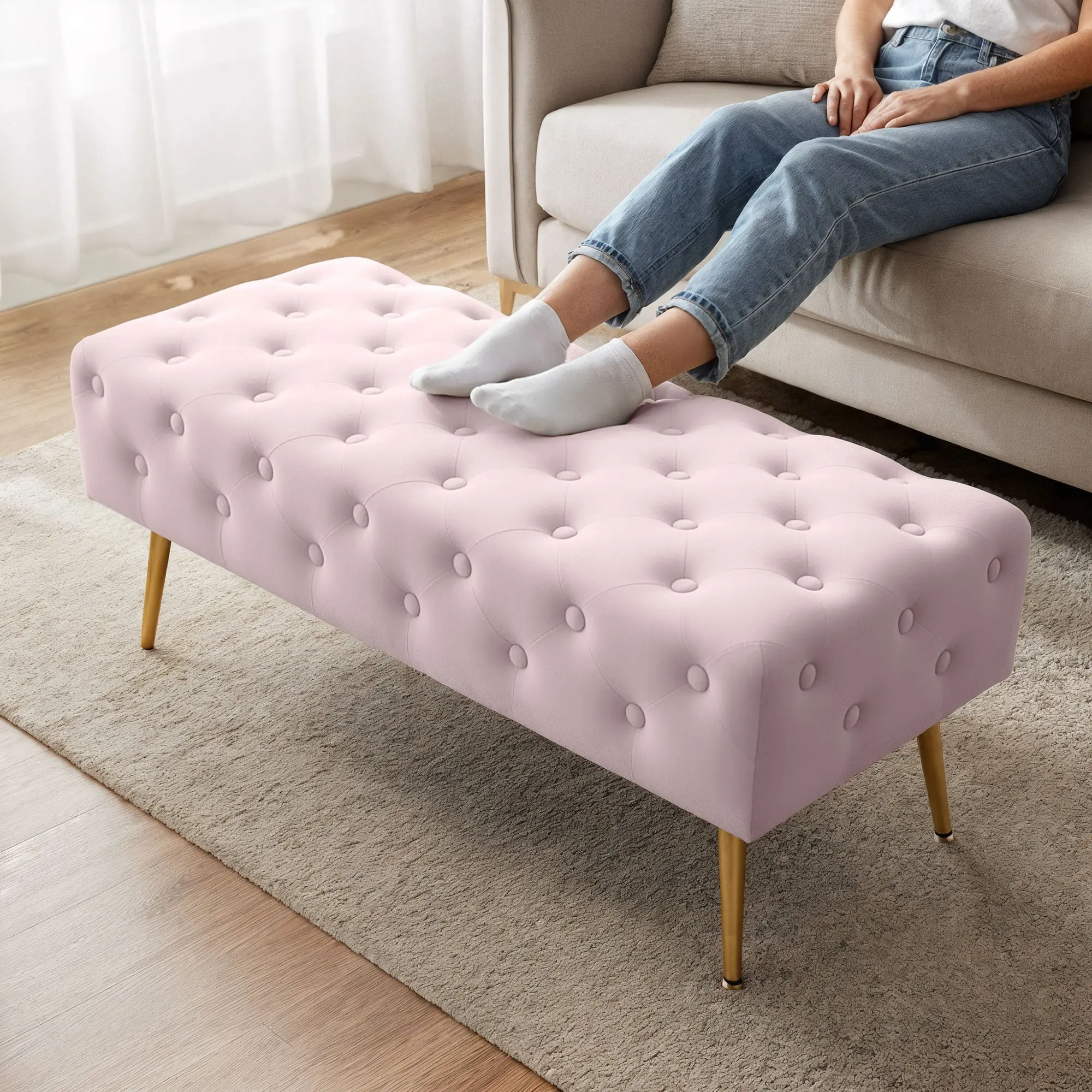 Bancheta Akord Monaco 100cm (Powder Pink)