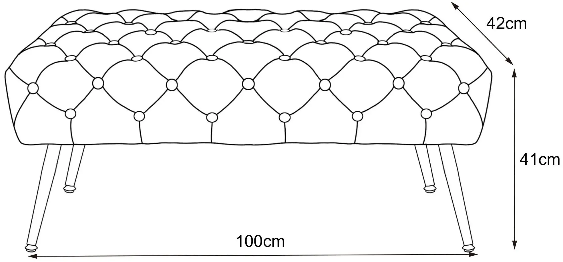 Bancheta Akord Monaco 100cm (Powder Pink)