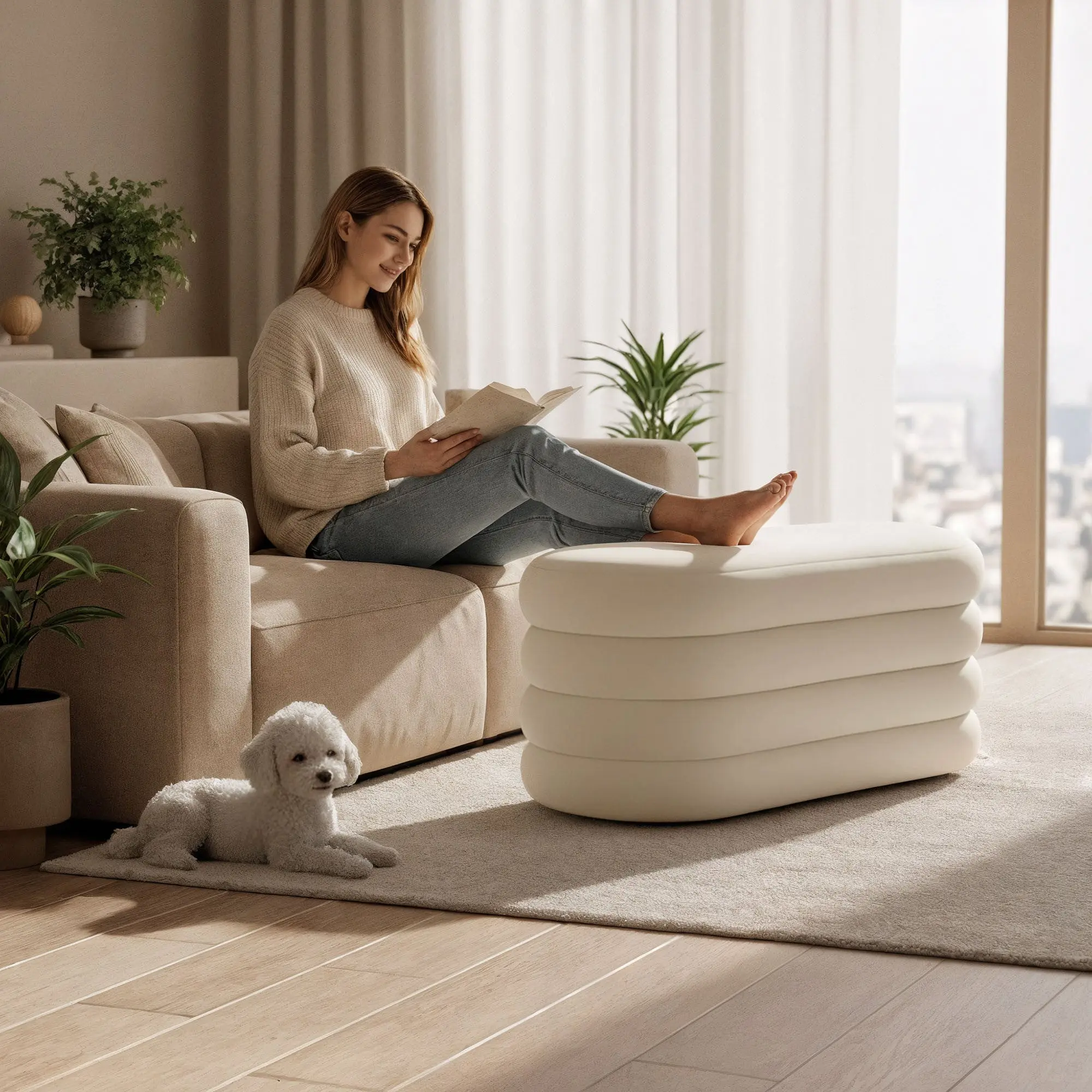 Bancheta Akord Puffo 100cm (Cream)