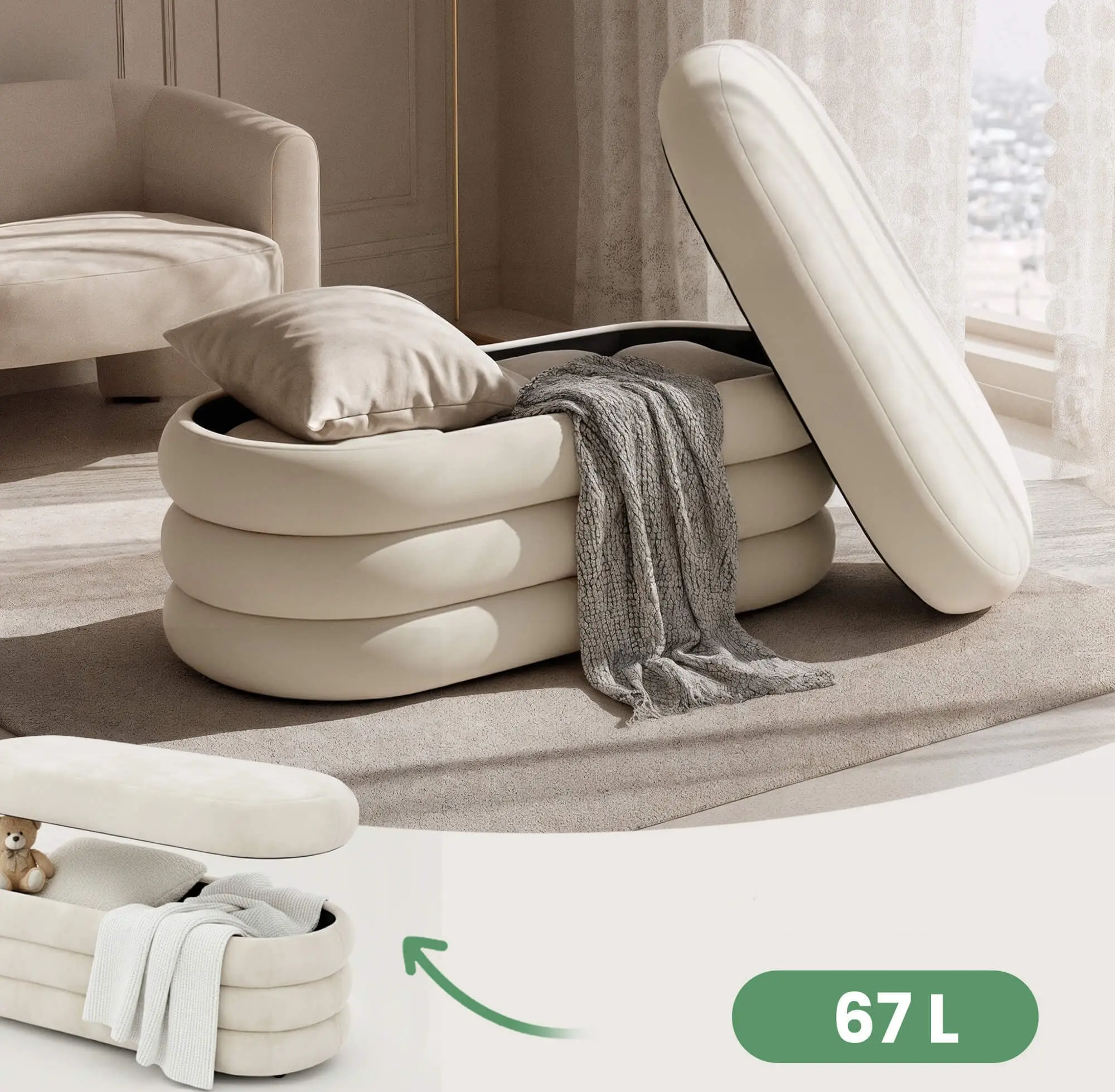 Bancheta Akord Puffo 100cm (Cream)