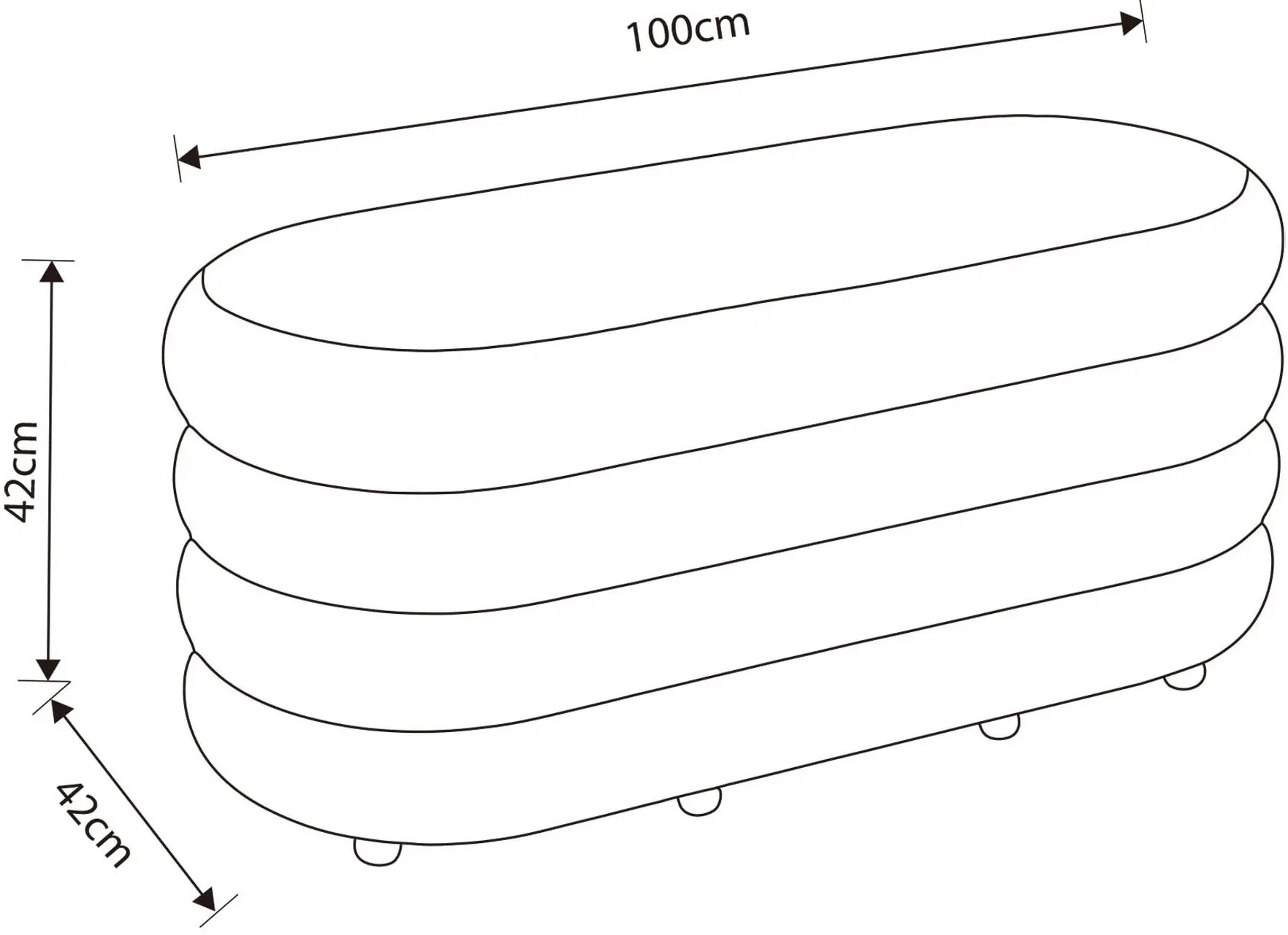 Bancheta Akord Puffo 100cm (Cream)