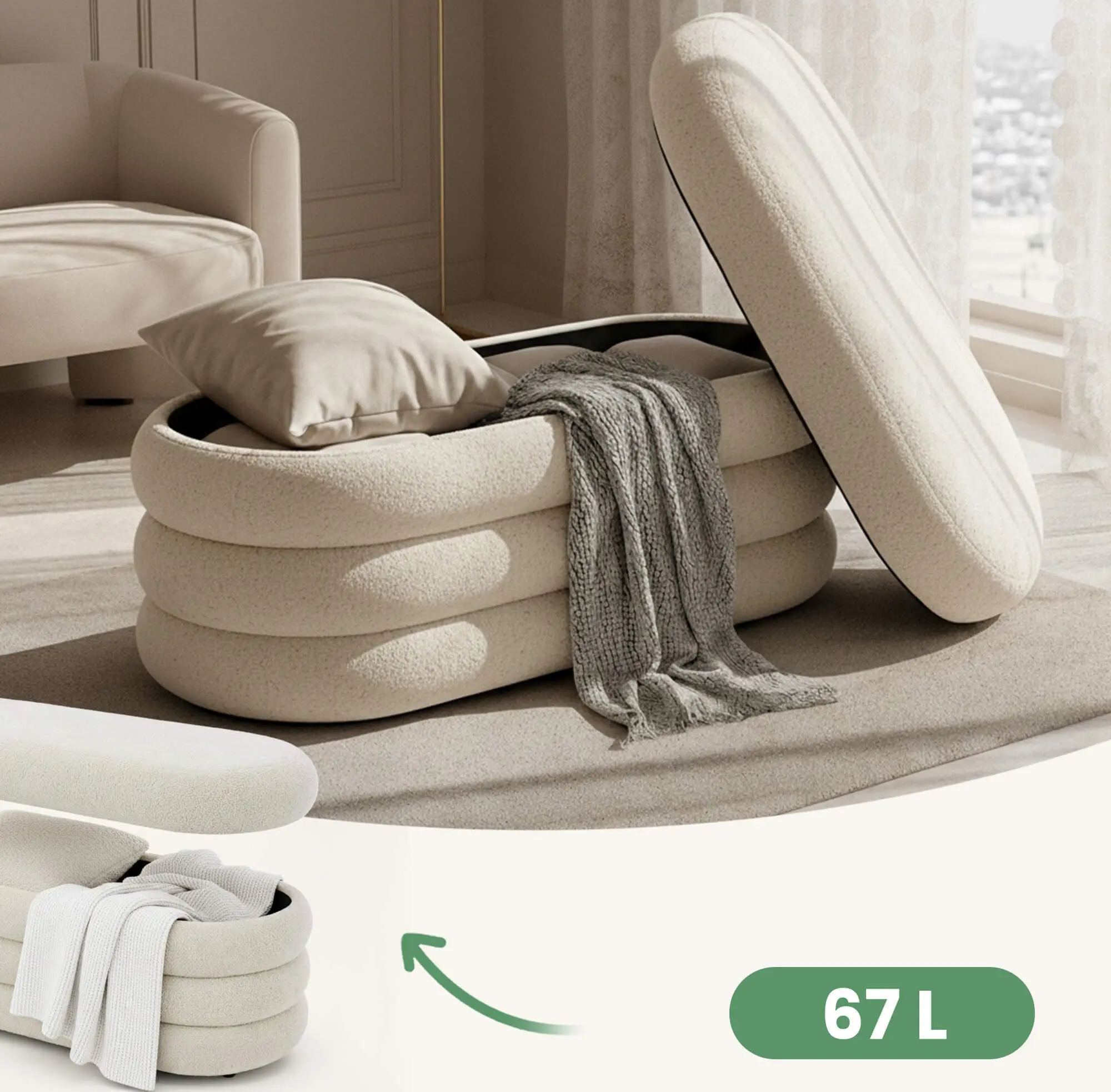 Bancheta Akord Puffo 100cm (Misty White)