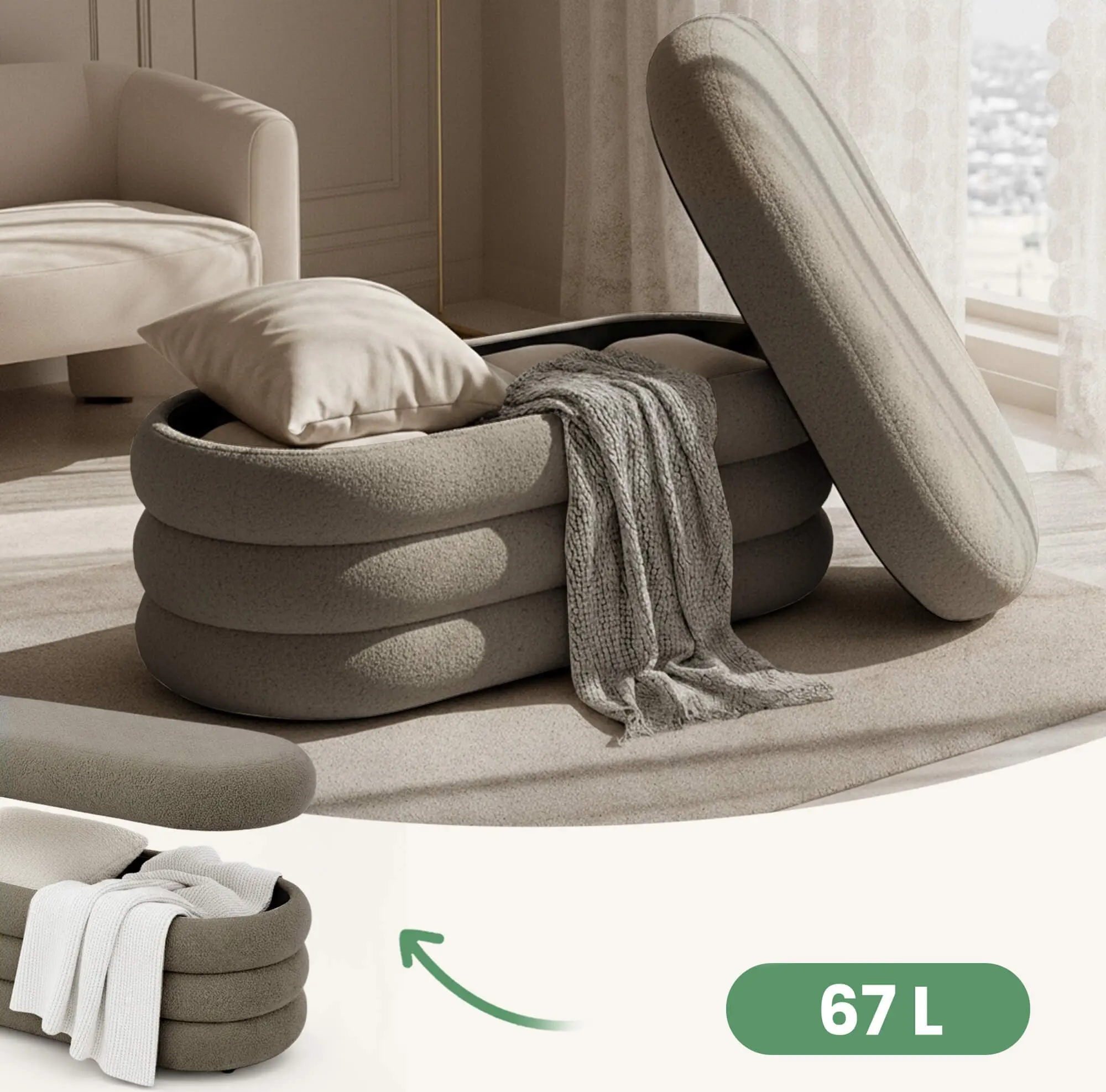 Bancheta Akord Puffo 100cm (Mocha)