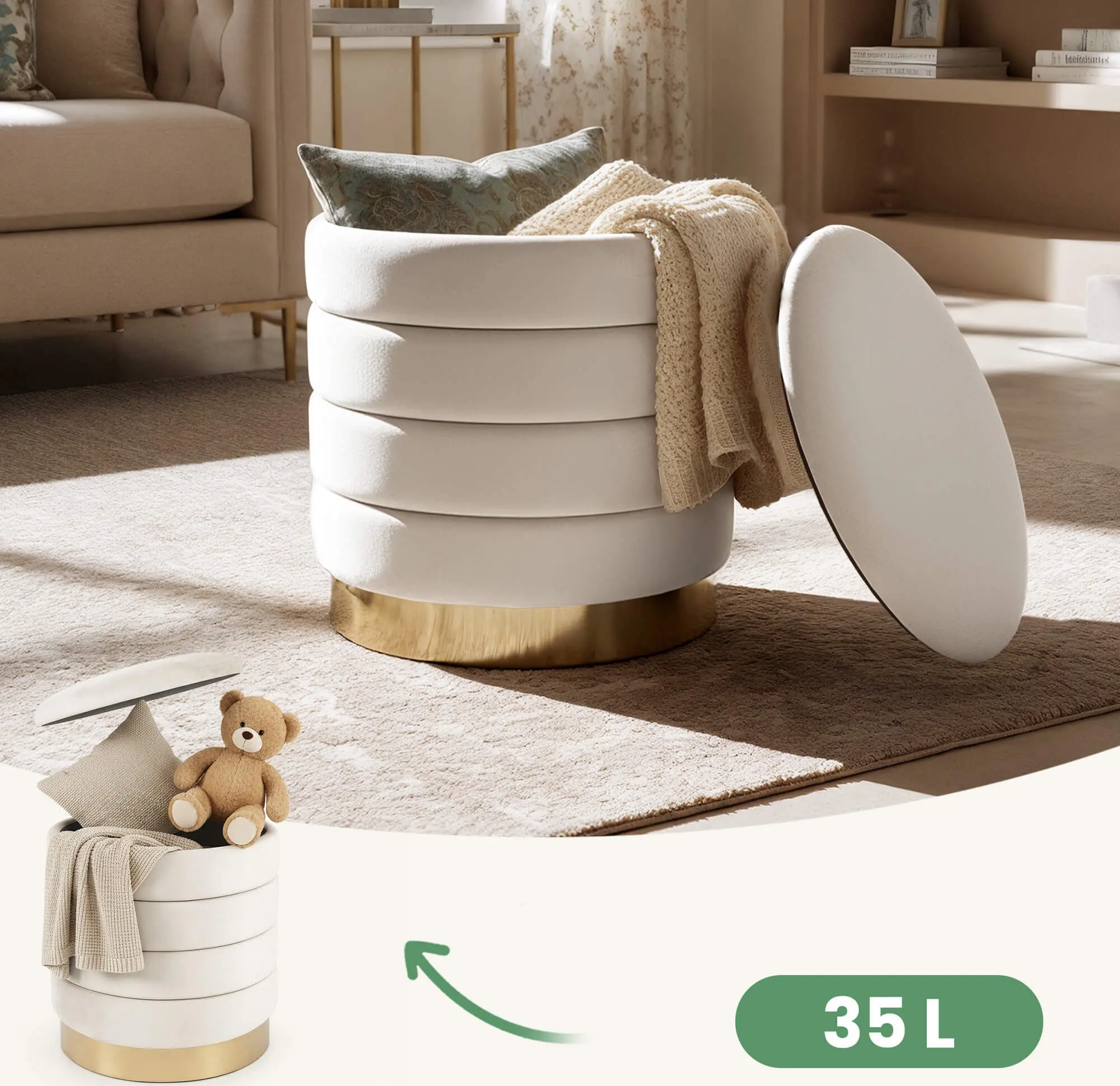 Пуф Akord Luna 40см (Cream)