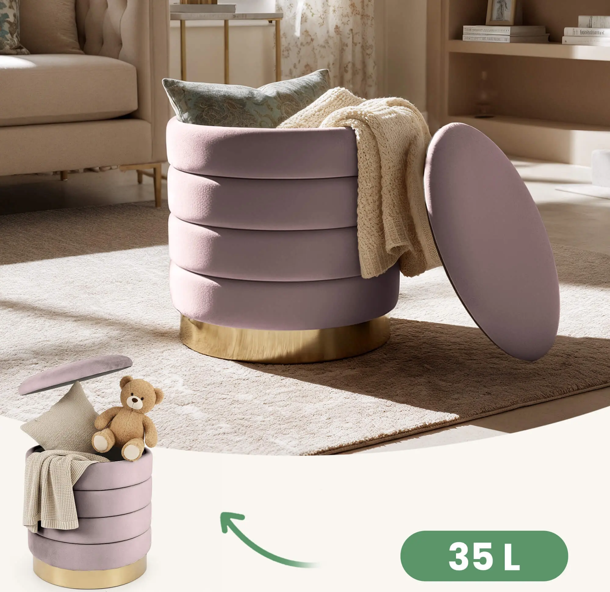 Puf Akord Luna 40cm (Muted Pink)