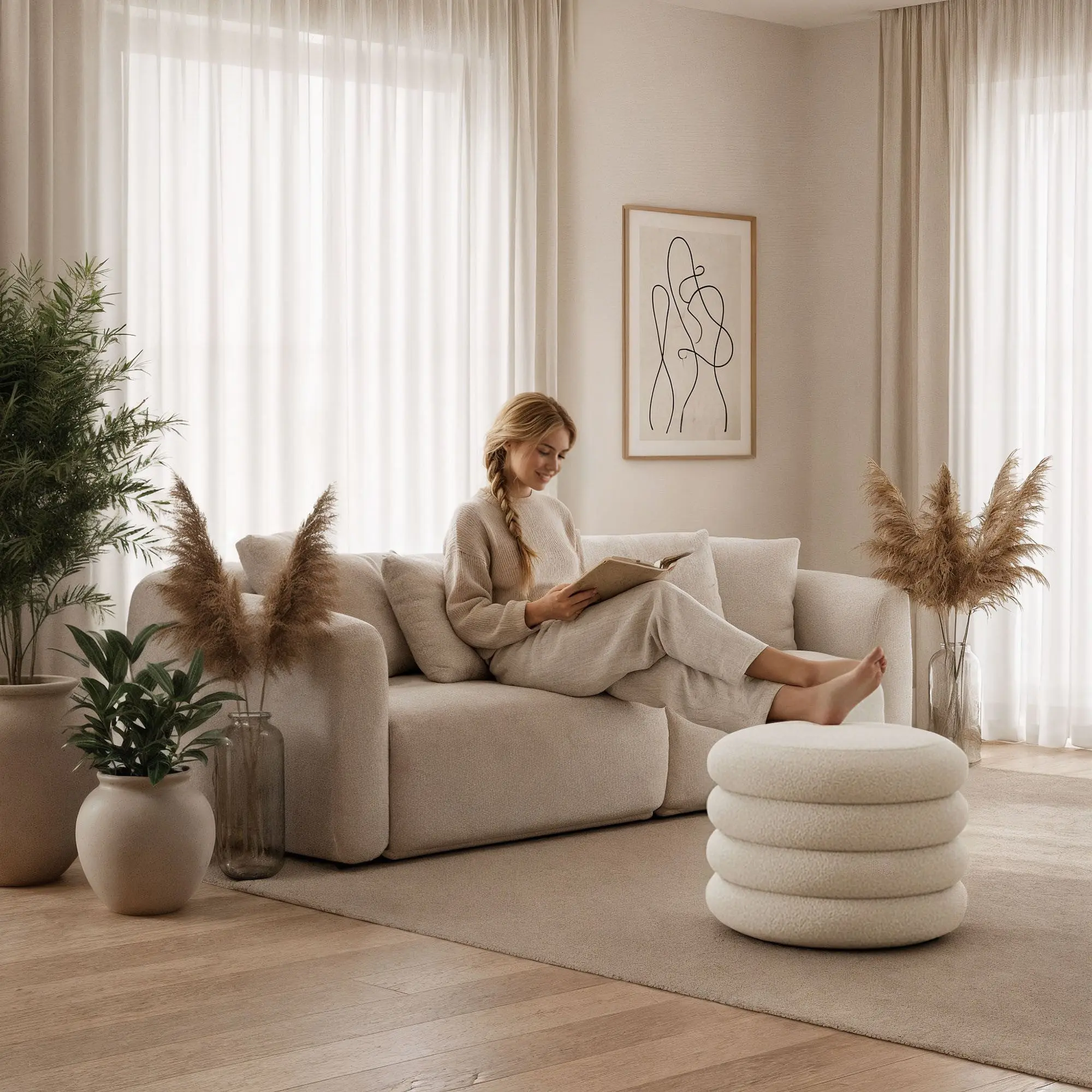 Puf Akord Mollis 55cm (Misty White)