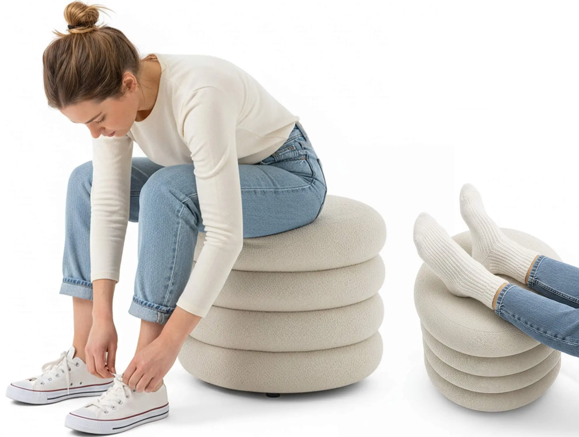 Puf Akord Mollis 55cm (Misty White)