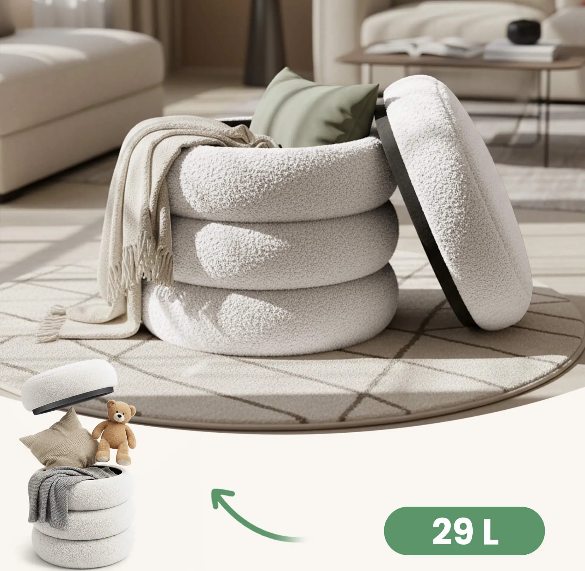 Пуф Akord Snuggo 42см (Misty White)