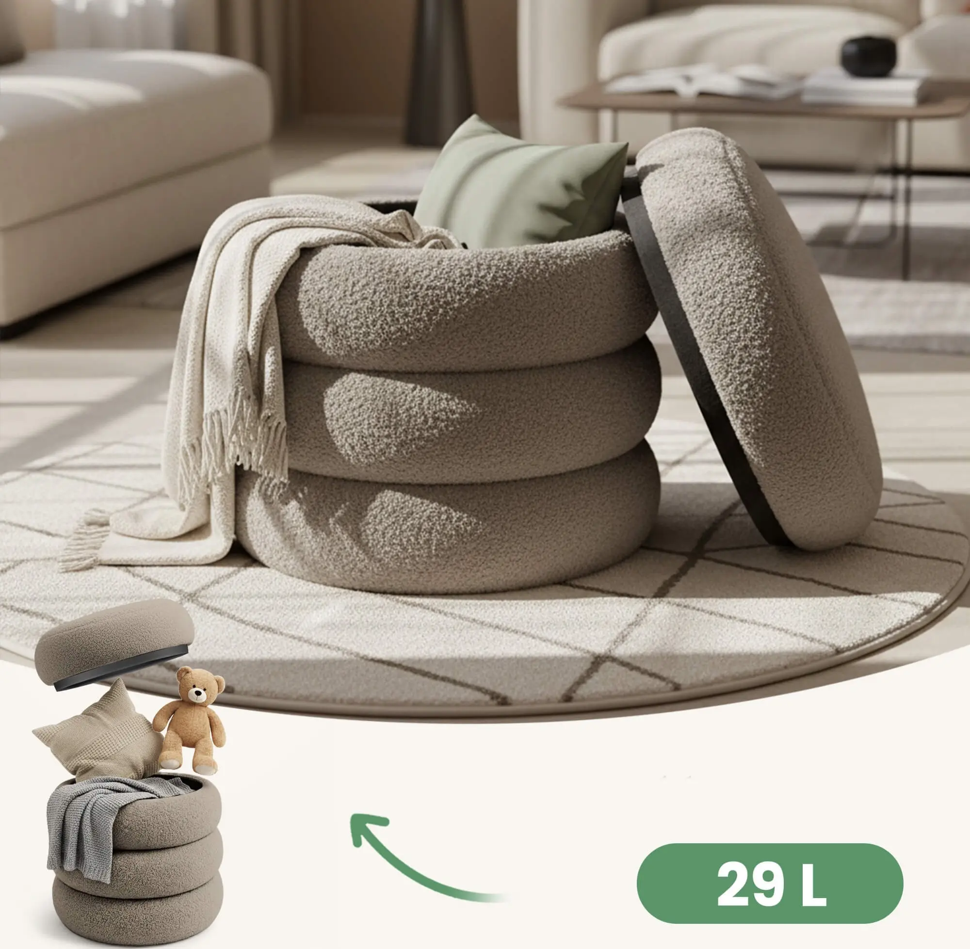 Puf Akord Snuggo 42cm (Mocha)