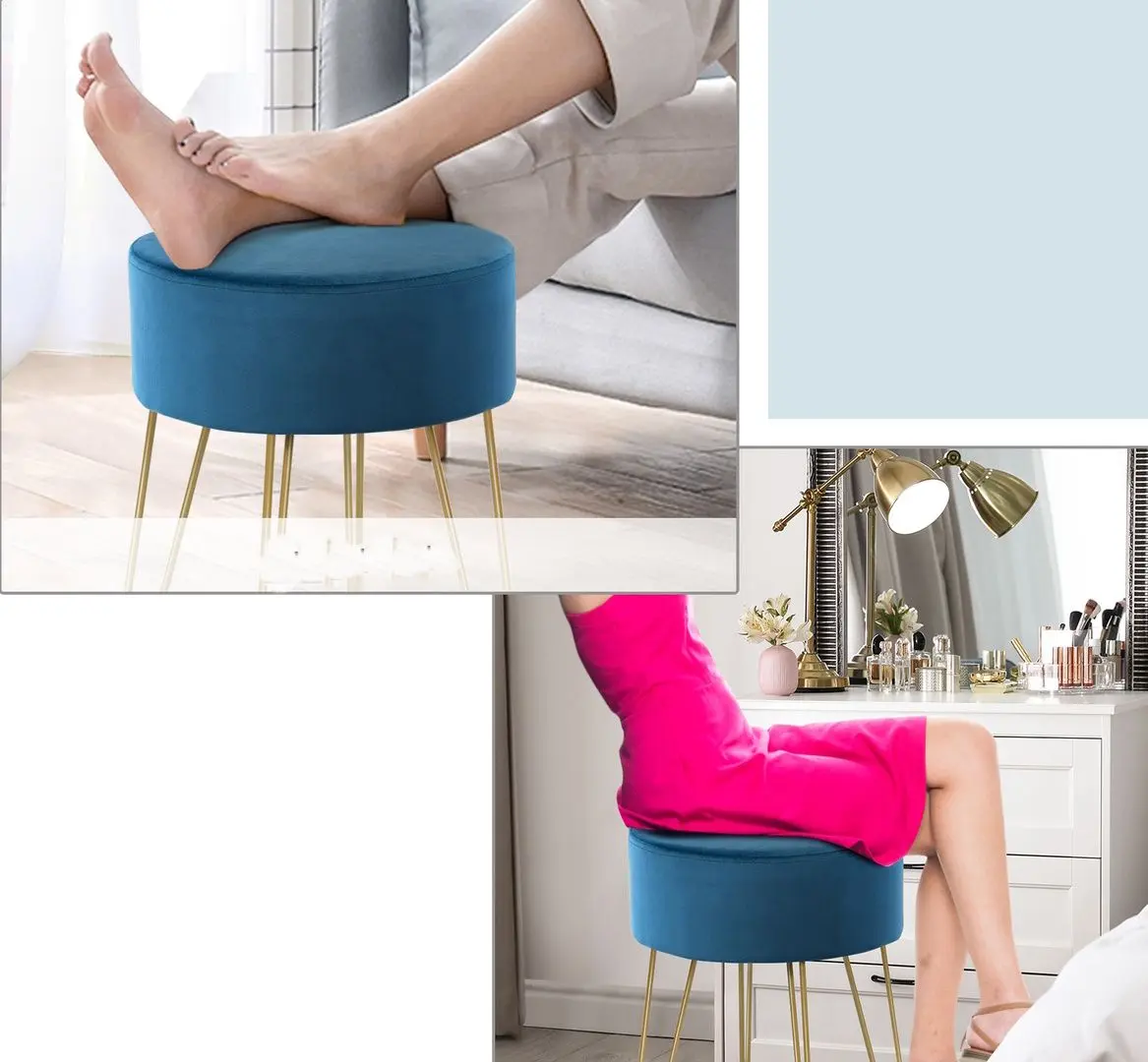 Puf Costway JV11342DG (Turquoise/Gold) - 3