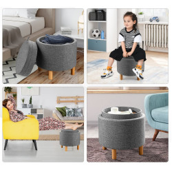 Taburet-puf Costway JZ10005GR (Grey) Thumb
